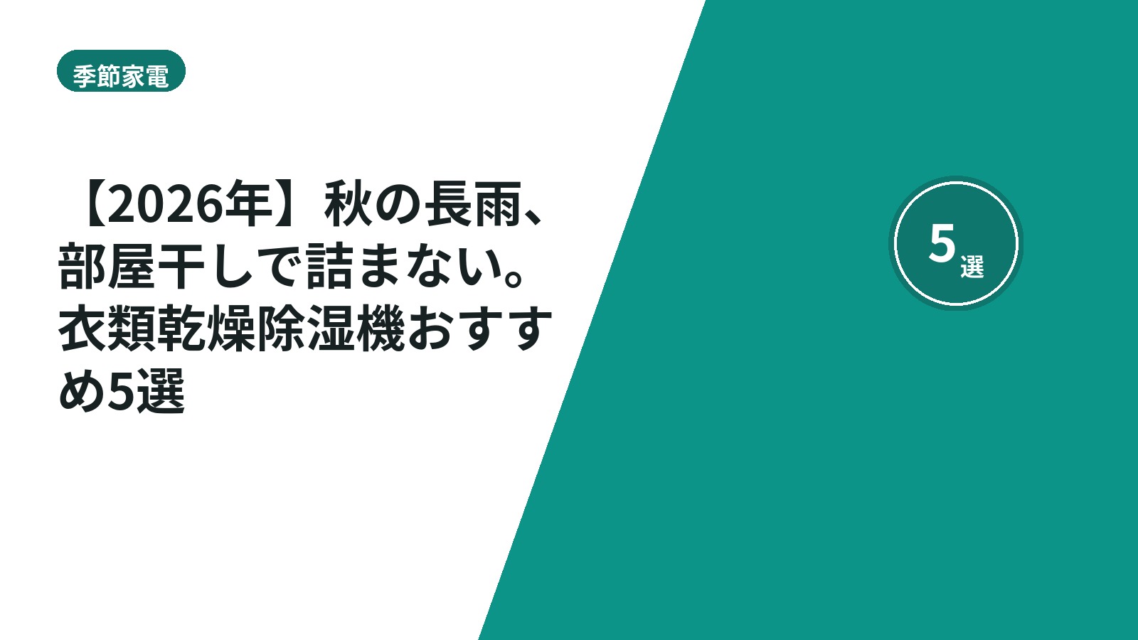 【2026年】秋の長雨、部屋干しで詰まない。衣類乾燥除湿機おすすめ5選