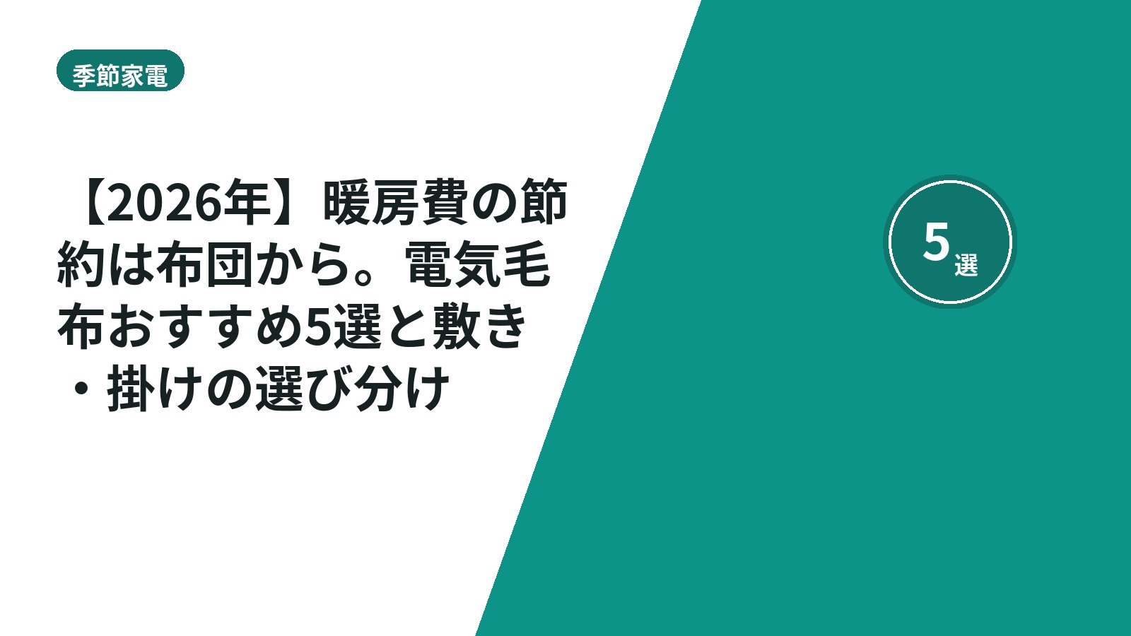 【2026年】暖房費の節約は布団から。電気毛布おすすめ5選と敷き・掛けの選び分け
